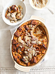 Pumpkin Bread Pudding with Whiskey Cream Sauce
