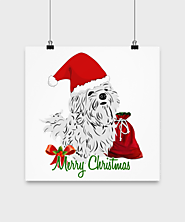 Maltese Dog Santa Poster