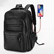 Premium USB Charging Leather Backpack For Men - High Quality PU Bagpack - UK Laptop Bags