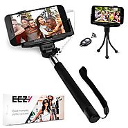Selfie Stick EEZ-Y Battery Free Self Portrait Monopod w/ Built-in Shutter & Adjustable Phone Holder for iPhone, S...