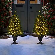 Set of 2 Pre-Lit 3ft Christmas Trees in Decorative Pots: Illuminate Your Holidays with Festive Charm!