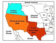Map of Texas Annexation 1845 and Mexican Session 1848