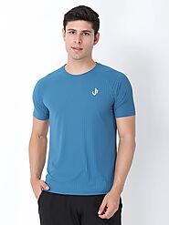 Blue Fit Fusion Nylon T-shirt For Men - @699