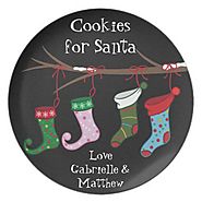 Personalized Name Christmas Santa Cookie Plates
