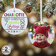 Personalized Baby's First Christmas Ornaments - Baby's Age - 2-Sided