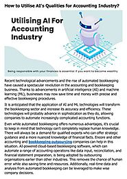 How to Utilise AI's Qualities For Accounting Industry