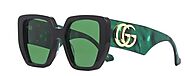 Gucci GG 0956S-001 Black/Green Oversized Geometric Women Sunglasses — The luxury direct