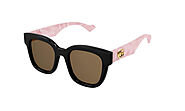 Gucci GG0998S 005 Black-Pink/Brown Square Women's Sunglasses — The luxury direct