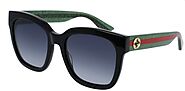 Gucci GG0034SN 002 Black Green with Red Stripe/Gradient Grey Square Su — The luxury direct