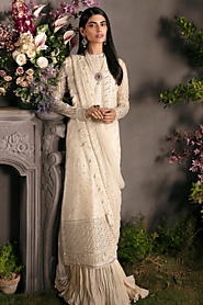 White Pakistani Partywear Dress 2023