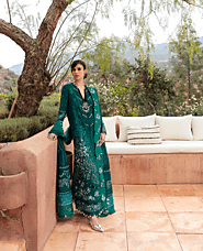 Green long dress Pakistani dress online