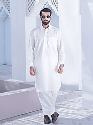 White Cotton Shalwar Kameez for Men