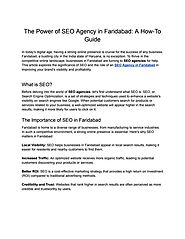 Thе Powеr of SEO Agency in Faridabad : a How-To Guidе Free PDF