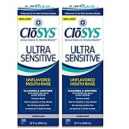 CloSYS Ultra Sensitive Mouthwash, 32 Ounce (Pack of 2), Unflavored (Optional Flavor Dropper Included), Alcohol Free, ...