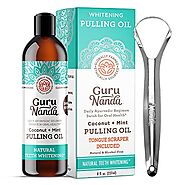 GuruNanda Oil Pulling (8 Fl.Oz) with Coconut & Peppermint Oil with Tongue Scraper Inside the Box - Natural, Alcohol F...