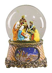 Roman 6" Musical Three Kings Nativity Scene Religious Christmas Snow Globe Glitter-dome Music is Little Drummer Boy