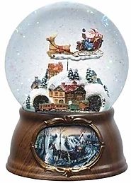 6.5" Musical Rotating Santa Claus with Train Christmas Snow Globe Glitterdome