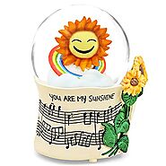 Sunflower Music Box Snow Globe, Sunflower Gift for Wife Girlfriend Women, Flower Snowglobe Musical Box with Light Bir...