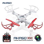 AKASO X5C 4CH 2.4GHz 6-Axis RC Quadcopter with HD Camera, Gyro Headless, 360-degree 3D Rolling Mode 2 RTF RC Drone ( ...