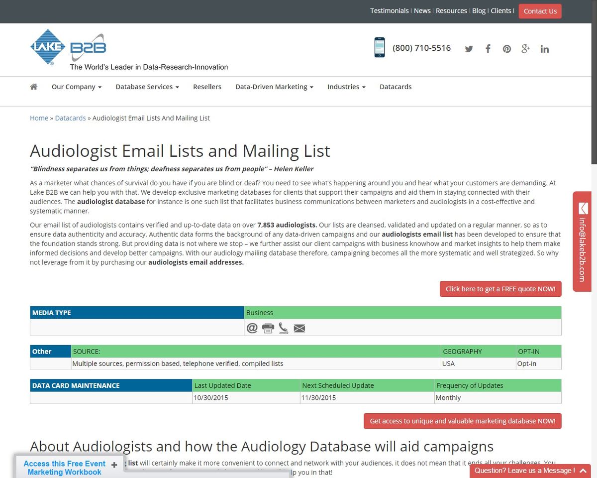 Headline for Higher campaign returns with our tele-verified email list of audiologists