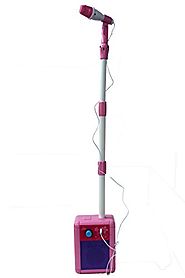 Microphone & loudspeaker with adjustable Mic stand, Pink & white