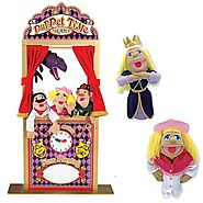 Melissa & Doug Deluxe Puppet Theater Bundle with Cowgirl and Princess Puppets