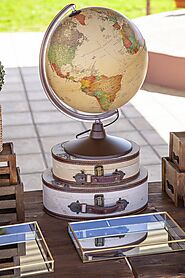 Suitcase and Globe Urn