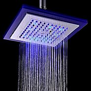 8 Inch Temperature Control LED RGB Square Bathroom Shower Head At FaucetsDeal.com