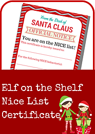 Elf on the Shelf Nice List Certificate Printable