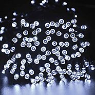 lederTEK Decorative Solar Christmas Lights White 200 LED 72ft 8 Modes Fairy String Light for Outdoor - Lawn - Indoor ...