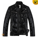 Black Down Leather Jacket CW866880 - cwmalls.com