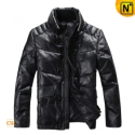 Black Leather Down Jacket CW872256 - cwmalls.com