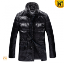 Black Leather Down Filled Jacket CW832048 - cwmalls.com
