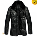 Mens Padded Down Jacket Leather CW866313 - cwmalls.com