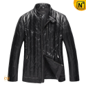 Classic Black Down Leather Jacket CW831028 - cwmalls.com