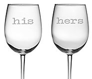 His and Hers Wine Glasses - Two 19 oz Luminarc Wine Glasses, One Etched with His and One with Hers Click Here For Pri...