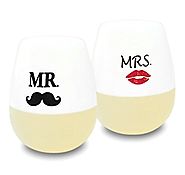 Mr. & Mrs. Stemless and Unbreakable Silicone Wine Drinking Glasses - CLICK HERE FOR PRICING