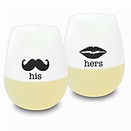 DuVino SIP IT! His and Hers Silicone Wine Drinking Glasses - Set of 2 - Unbreakable, Reusable, Food-Grade - Great Wed...