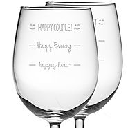 Happy Evening - Happy Couple Funny Etched Wine Glass - CLICK HERE FOR PRIICNG