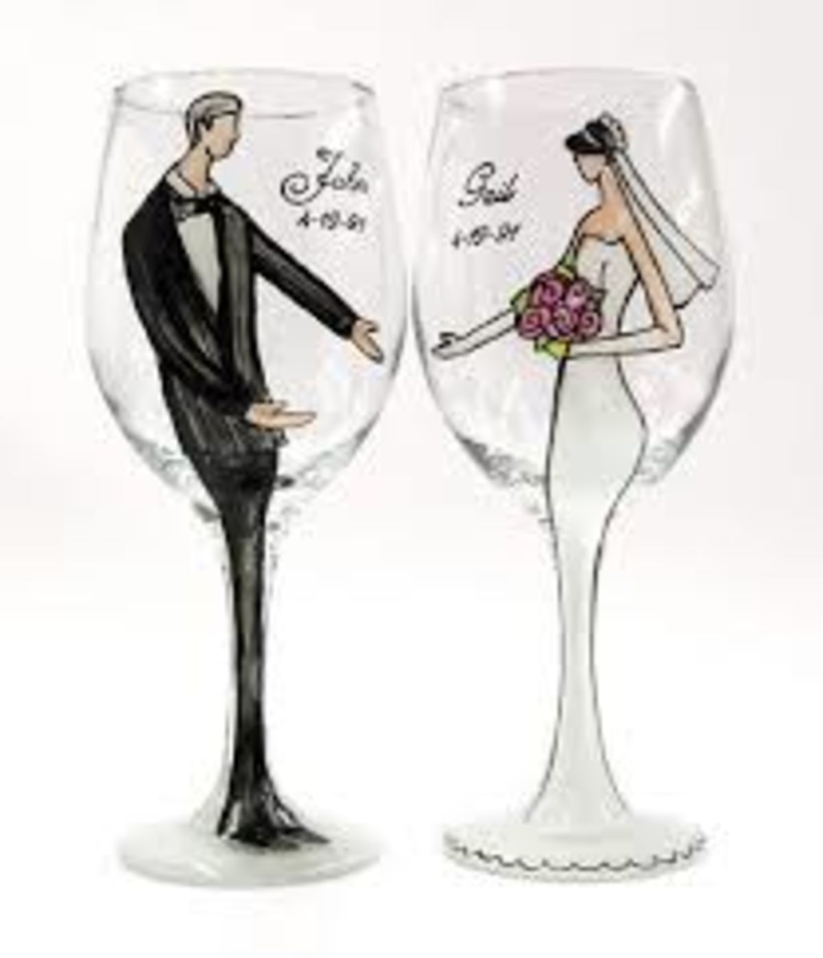 Personalized Glasses Wedding Art Unique Wine Glass Champagne Flute Bridal Wedding Gift Hand Painted Glasses Bachelorette Party Wine Glasses