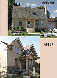 Featuring Timber Ledgestone Fireplace and Exterior - Before & After