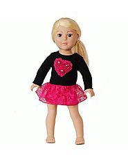 "Glittery Heart" Sweater Doll Clothes Outfit for 18 inch Play Doll