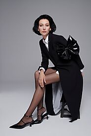 Elegant Black Bow Coat | Premium Long Coats At KKoncept