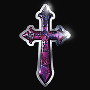 Christian Cross - Stained Glass Metal Sign