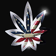 Cannabis Leaf - U.S. Flag Metal Sign