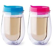Double Wall Insulated 10 oz Tumbler Stemless Wine Glass with Lid 2 Pack - CLICK HERE FOR PRICING