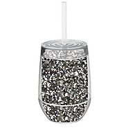 Stemless 10oz Glitter Wine Glasses By Slant Collections (Silver Glitter)
