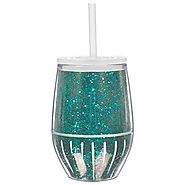 Slant 10oz Double Walled Stemless Wineglass Turquoise Glitter by Slant
