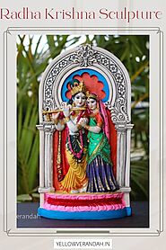 Marble Dust Radha Krishna Sculpture - Yellow Verandah