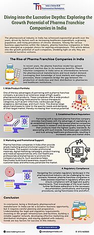 Diving into the Lucrative Depths: Exploring the Growth Potential of Pharma Franchise Companies in India